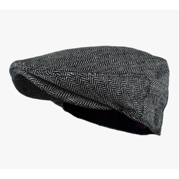 Men's Newsboy Ivy Hat Wool Blend Tweed Large/X-Large Grey Classic Herringbone - Picture 2 of 9